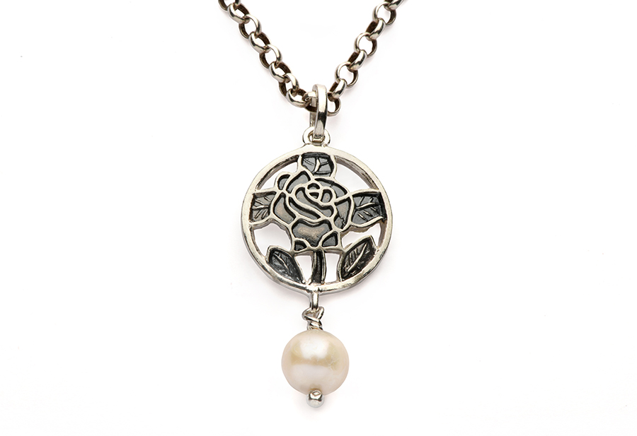 rosa colgante plata cler munts circular